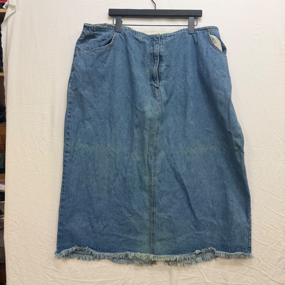Style & Co. Dresses & Skirts - Style & Co Woman Denim Maxi Skirt 24W Medium Wash Frayed Hem Cotton Long Skirt